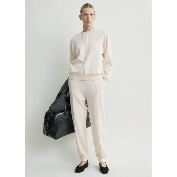 Totême Pintucked Sweater Ecru - Knitwear - Scandinavian Minimalist Luxury at Coveti