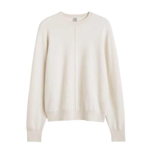 Totême Pintucked Sweater Ecru - Knitwear - Scandinavian Minimalist Luxury at Coveti