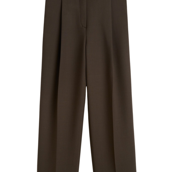 Totême Pleated Straight Trousers Bark - Pants - Scandinavian Minimalist Luxury at Coveti