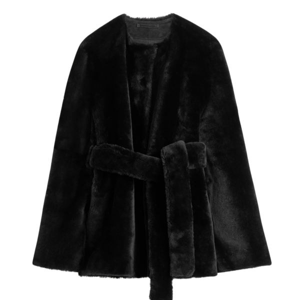 Totême Plush Shearling Jacket Black - Jackets - Scandinavian Minimalist Luxury at Coveti