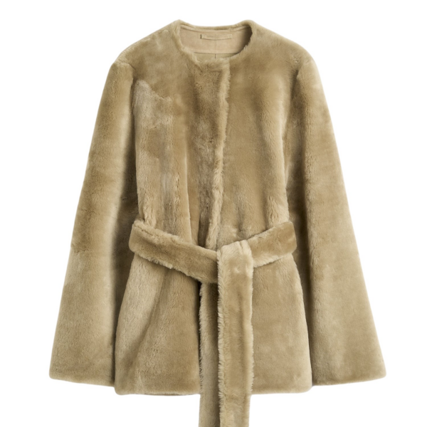 Totême Plush Shearling Jacket Rye - Jackets - Scandinavian Minimalist Luxury at Coveti