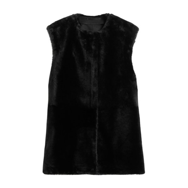 Totême Plush Shearling Vest Black - Jackets - Scandinavian Minimalist Luxury at Coveti