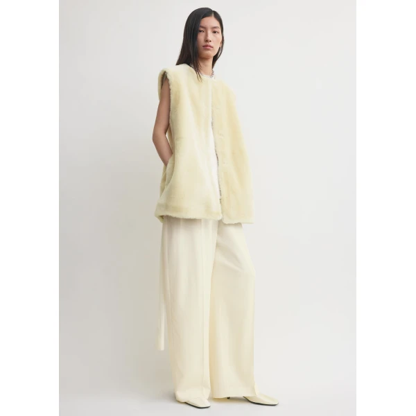 Totême Plush Shearling Vest Ecru - Jackets - Scandinavian Minimalist Luxury at Coveti