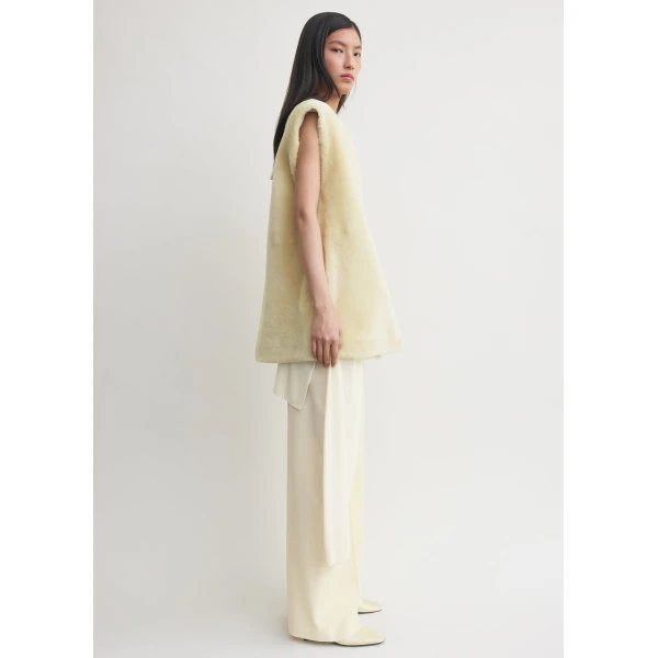 Totême Plush Shearling Vest Ecru - Jackets - Scandinavian Minimalist Luxury at Coveti