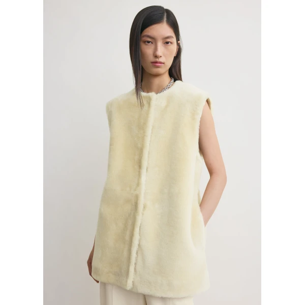 Totême Plush Shearling Vest Ecru - Jackets - Scandinavian Minimalist Luxury at Coveti