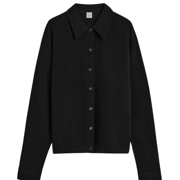 Totême Raglan-Sleeve Cashmere Cardigan Black - Knitwear - Scandinavian Minimalist Luxury at Coveti