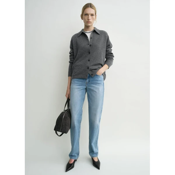 Totême Raglan-Sleeve Cashmere Cardigan Dark Grey - Knitwear - Scandinavian Minimalist Luxury at Coveti