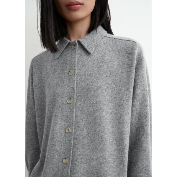 Totême Raglan-Sleeve Cashmere Cardigan Grey Melange - Knitwear - Scandinavian Minimalist Luxury at Coveti