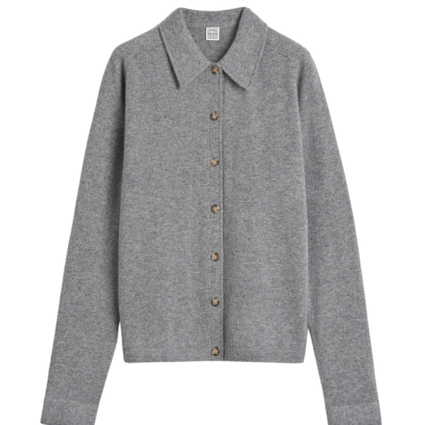 Totême Raglan-Sleeve Cashmere Cardigan Grey Melange - Knitwear - Scandinavian Minimalist Luxury at Coveti