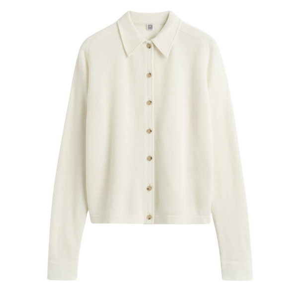 Totême Raglan-Sleeve Cashmere Cardigan White - Knitwear - Scandinavian Minimalist Luxury at Coveti