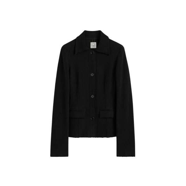 Totême Raw Hem Cotton Jacket Black - Jackets - Scandinavian Minimalist Luxury at Coveti