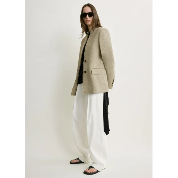 Totême Raw Lapel Jacket Beige - Jackets - Scandinavian Minimalist Luxury at Coveti