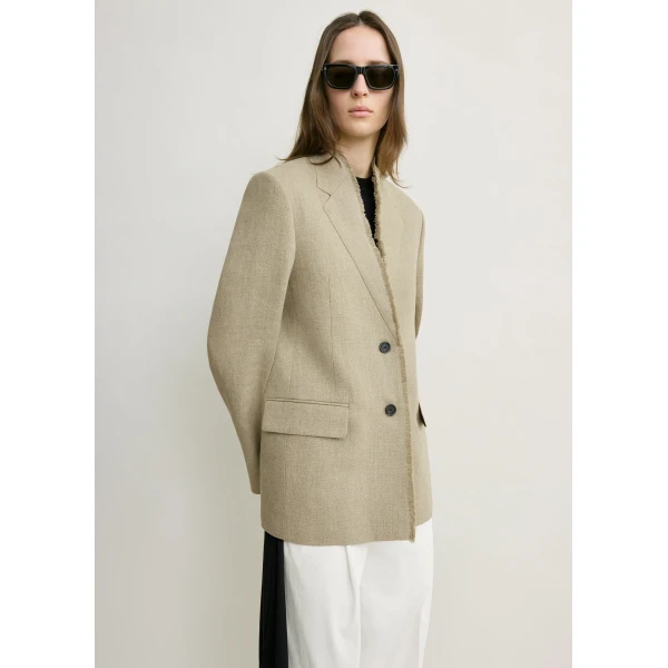 Totême Raw Lapel Jacket Beige - Jackets - Scandinavian Minimalist Luxury at Coveti