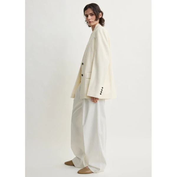 Totême Raw Lapel Jacket Ecru - Jackets - Scandinavian Minimalist Luxury at Coveti