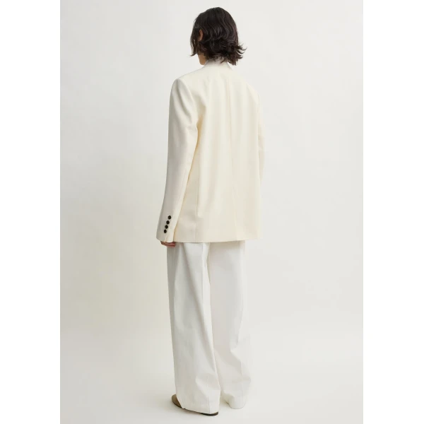 Totême Raw Lapel Jacket Ecru - Jackets - Scandinavian Minimalist Luxury at Coveti