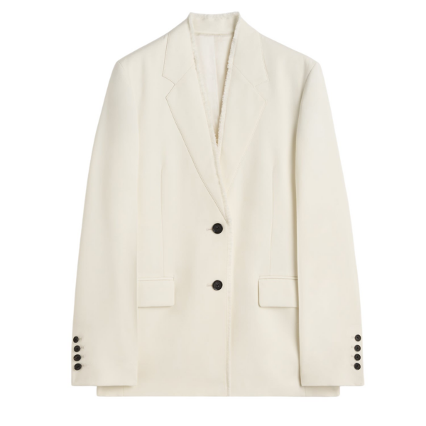 Totême Raw Lapel Jacket Ecru - Jackets - Scandinavian Minimalist Luxury at Coveti