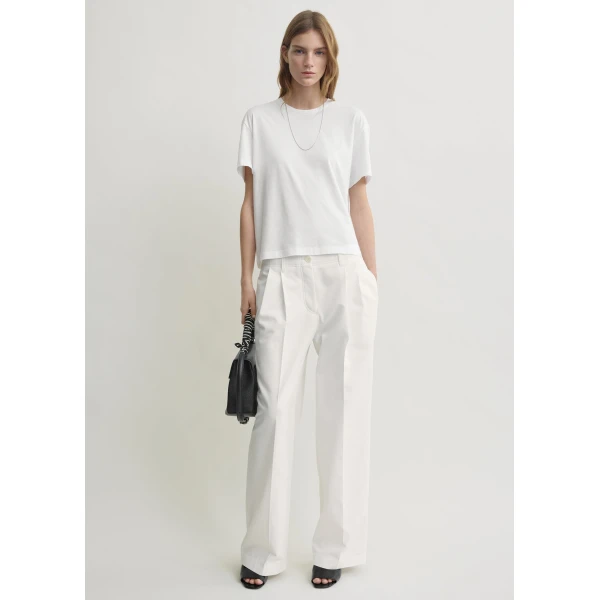 Totême Relaxed Chino Trousers White - Pants - Scandinavian Minimalist Luxury at Coveti