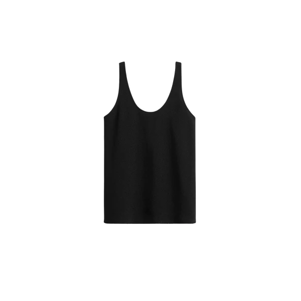 Totême Sablé Tank Black - Tops - Scandinavian Minimalist Luxury at Coveti