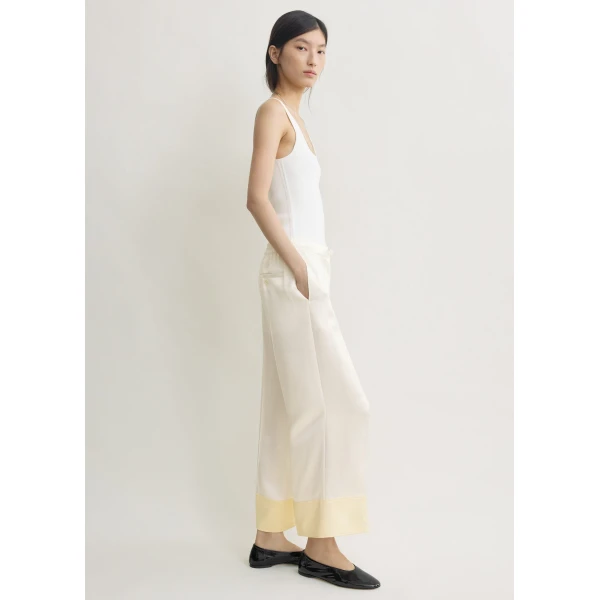 Totême Satin Drawstring Trousers White - Pants - Scandinavian Minimalist Luxury at Coveti