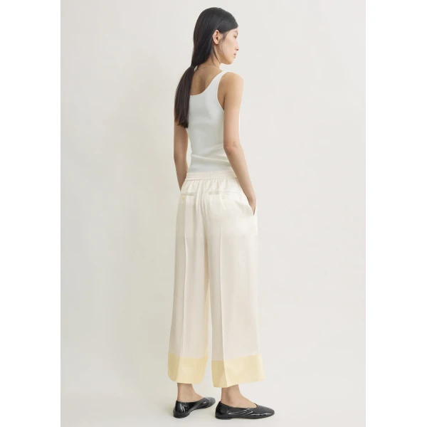 Totême Satin Drawstring Trousers White - Pants - Scandinavian Minimalist Luxury at Coveti