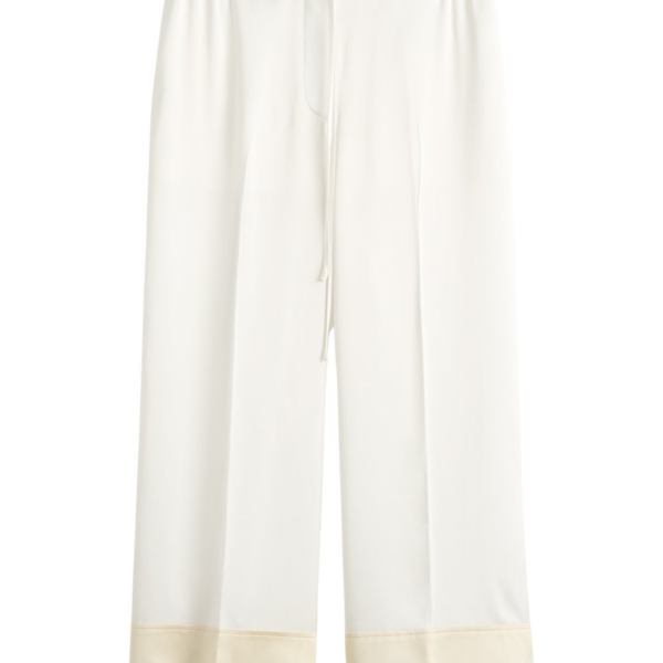 Totême Satin Drawstring Trousers White - Pants - Scandinavian Minimalist Luxury at Coveti