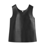 Totême Scoop-Neck Leather Top Black - Tops - Scandinavian Minimalist Luxury at Coveti