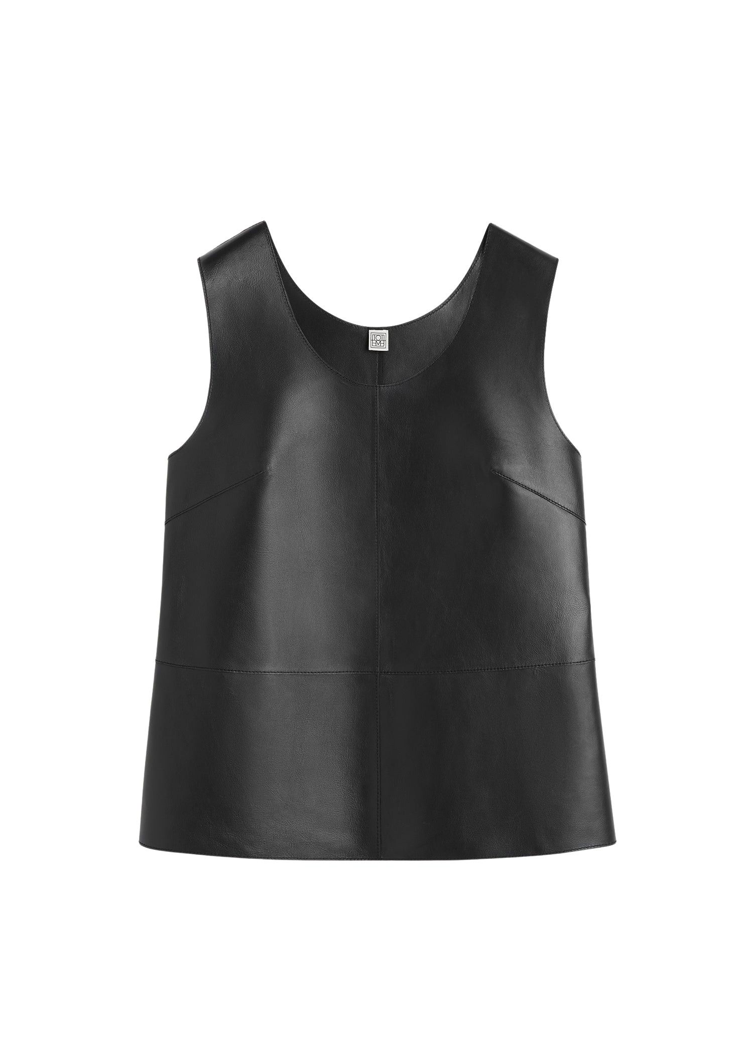 Toteme-Scoop-Neck-Leather-Top-Black12505_nobg Totême Scoop-Neck Leather Top Black - Tops - Scandinavian Minimalist Luxury at Coveti
