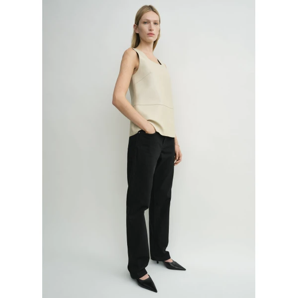 Totême Scoop-Neck Leather Top Sand - Tops - Scandinavian Minimalist Luxury at Coveti