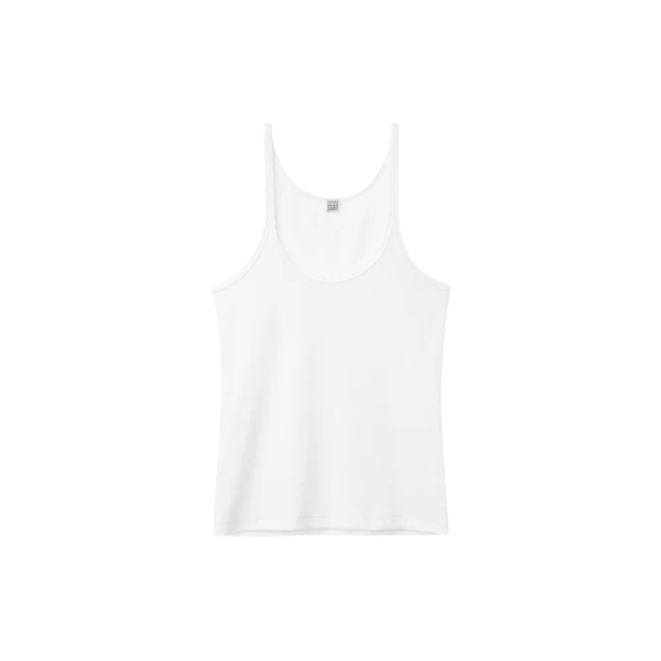 Totême Scoop Neck Rib Tank White - Tops - Scandinavian Minimalist Luxury at Coveti