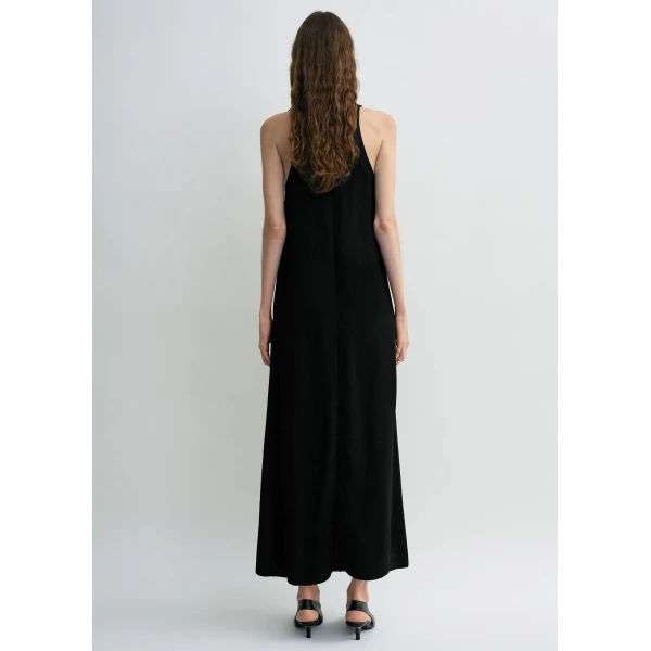 Totême Scoop-Neck Sablé Dress Black - Dresses - Scandinavian Minimalist Luxury at Coveti