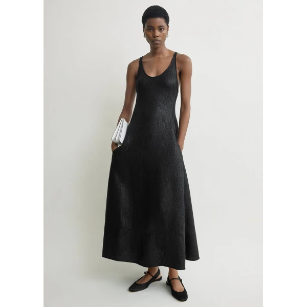 Totême Sculpted Cotton Dress Black - Dresses - Scandinavian Minimalist Luxury at Coveti