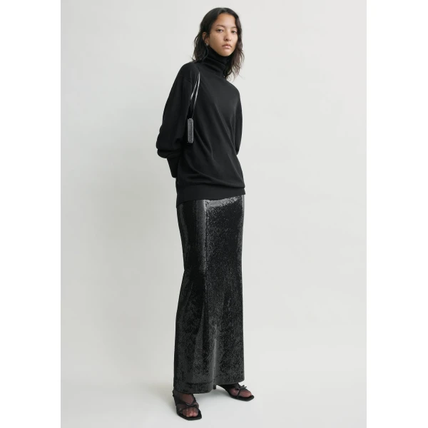 Totême Sequin Skirt Black - Skirts - Scandinavian Minimalist Luxury at Coveti