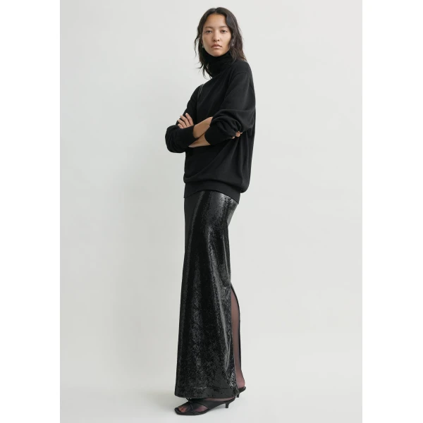 Totême Sequin Skirt Black - Skirts - Scandinavian Minimalist Luxury at Coveti