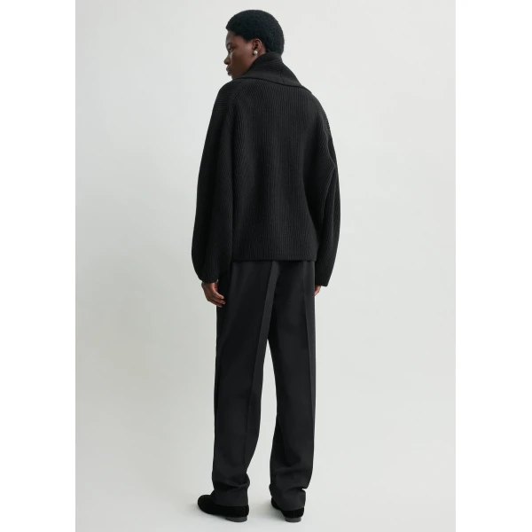 Totême Shawl-Lapel Cardigan Black - Knitwear - Scandinavian Minimalist Luxury at Coveti
