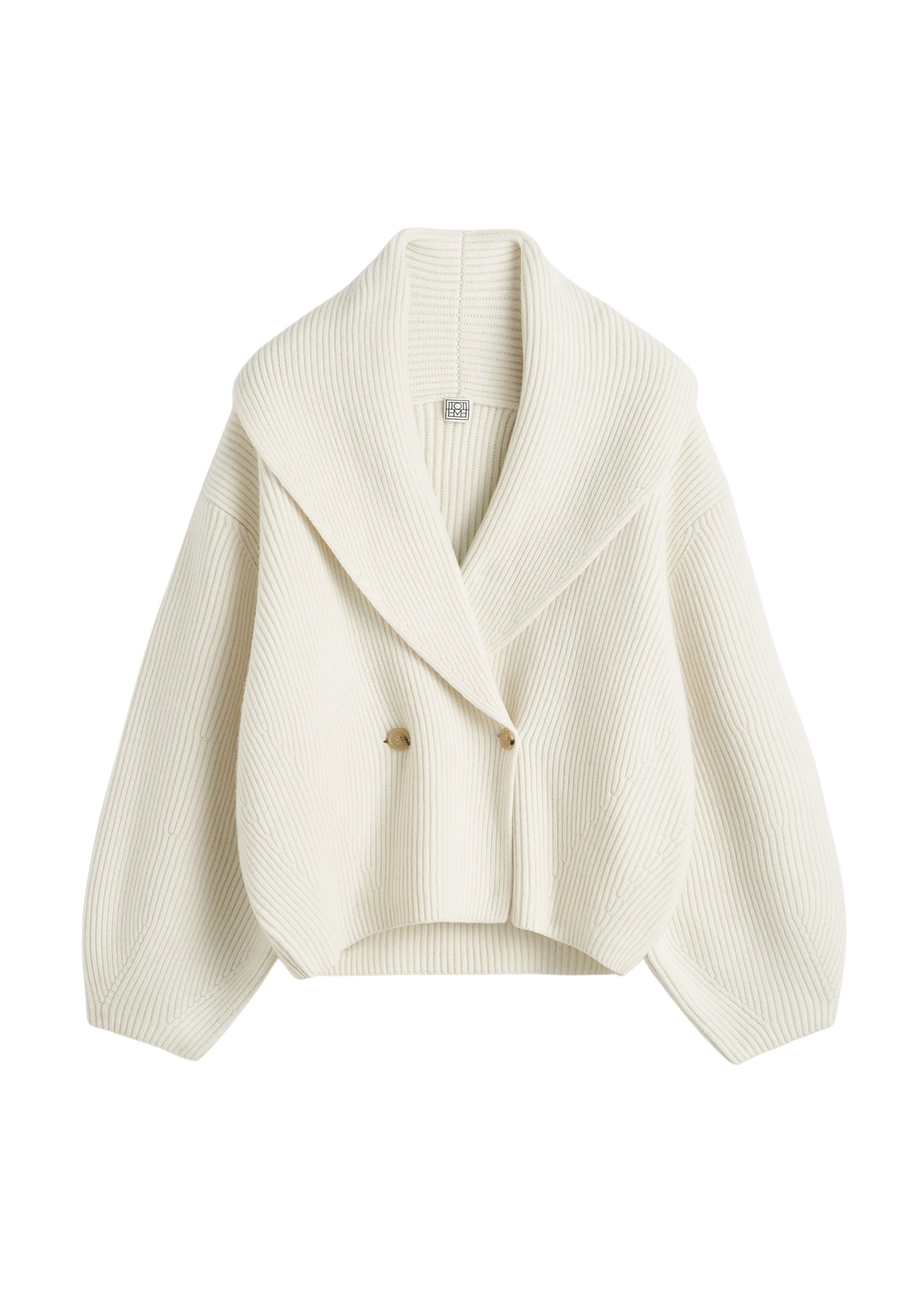 Toteme-Shawl-Lapel-Cardigan-Milk66711_nobg Totême Shawl-Lapel Cardigan Milk - Knitwear - Scandinavian Minimalist Luxury at Coveti