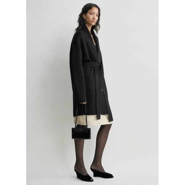 Totême Shawl-Lapel Robe Black - Robes - Scandinavian Minimalist Luxury at Coveti