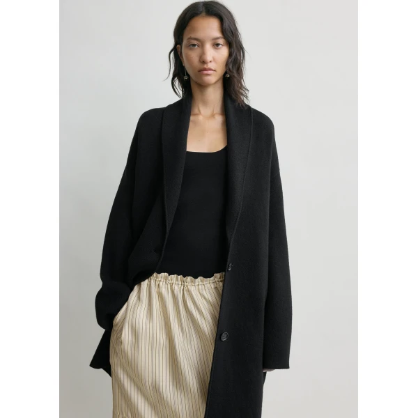 Totême Shawl-Lapel Robe Black - Robes - Scandinavian Minimalist Luxury at Coveti