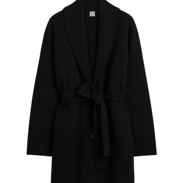 Totême Shawl-Lapel Robe Black - Robes - Scandinavian Minimalist Luxury at Coveti