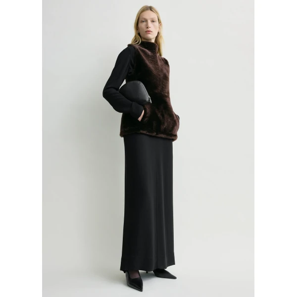 Totême Shearling-Front Top Espresso - Tops - Scandinavian Minimalist Luxury at Coveti