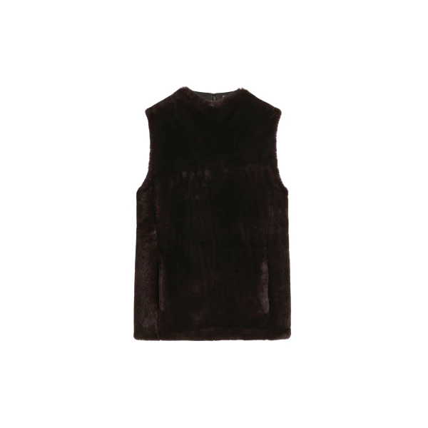 Totême Shearling-Front Top Espresso - Tops - Scandinavian Minimalist Luxury at Coveti