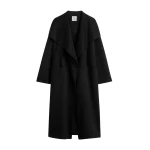 Totême Signature Doublé Coat Black - Coats - Scandinavian Minimalist Luxury at Coveti