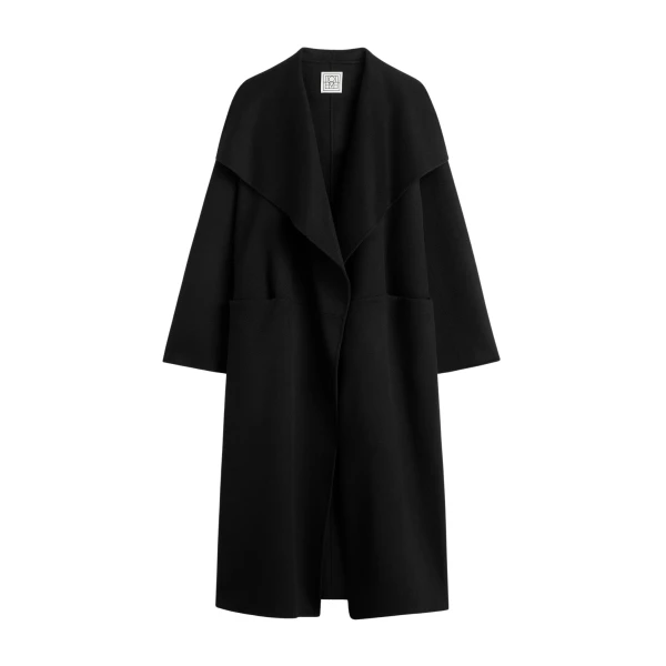 Totême Signature Doublé Coat Black - Coats - Scandinavian Minimalist Luxury at Coveti
