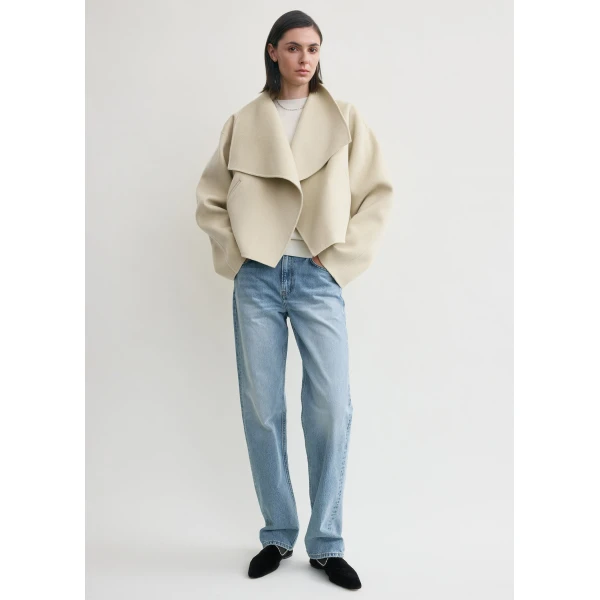 Totême Signature Doublé Jacket Peanut - Jackets - Scandinavian Minimalist Luxury at Coveti