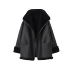 Totême Signature Shearling Jacket Black - Jackets - Scandinavian Minimalist Luxury at Coveti