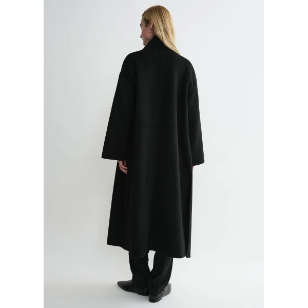 Totême Signature Wool Cashmere Coat Black - Coats - Scandinavian Minimalist Luxury at Coveti