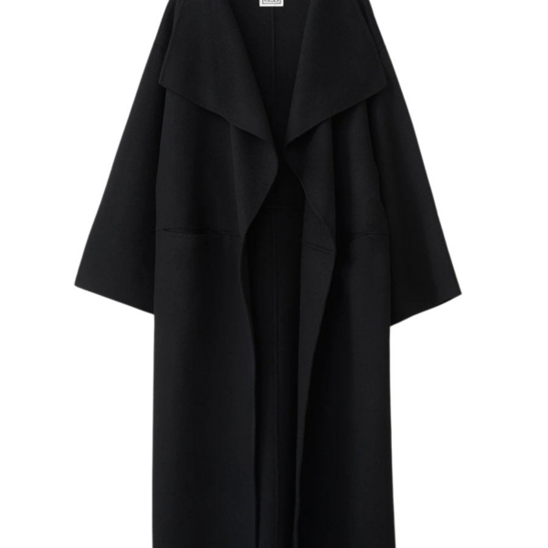 Totême Signature Wool Cashmere Coat Black - Coats - Scandinavian Minimalist Luxury at Coveti