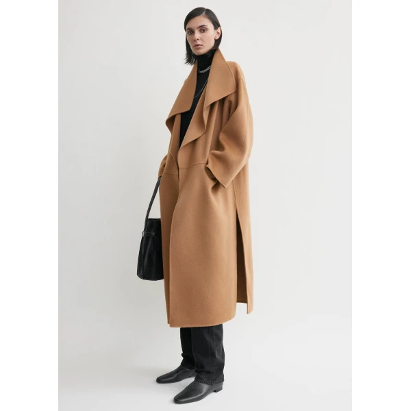 Totême Signature Wool Cashmere Coat Camel - Coats - Scandinavian Minimalist Luxury at Coveti