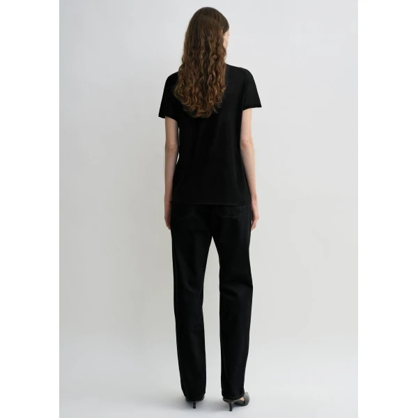 Totême Silk Tee Black - Tops - Scandinavian Minimalist Luxury at Coveti
