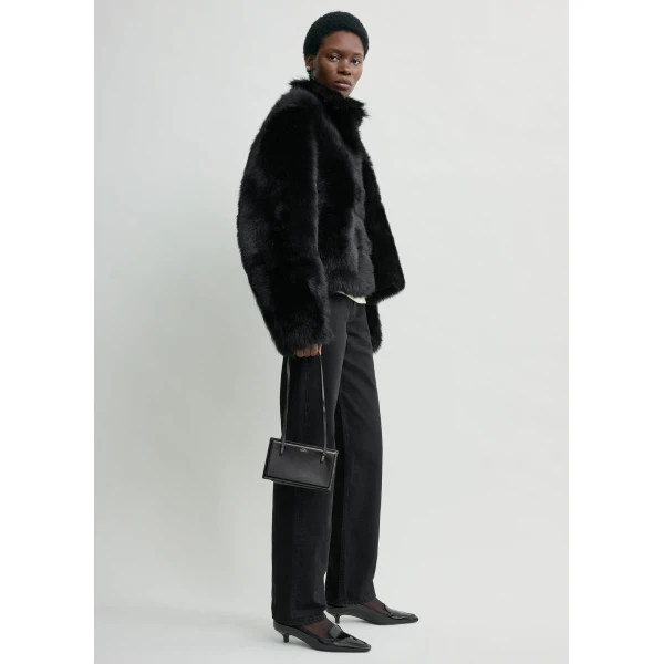 Totême Silky Shearling Jacket Black - Jackets - Scandinavian Minimalist Luxury at Coveti