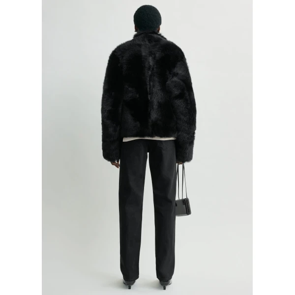 Totême Silky Shearling Jacket Black - Jackets - Scandinavian Minimalist Luxury at Coveti